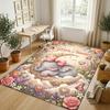 Elephant Theme Crystal Velvet Rug Personalized Custom Name Text Soft Floor Mat Home Decor