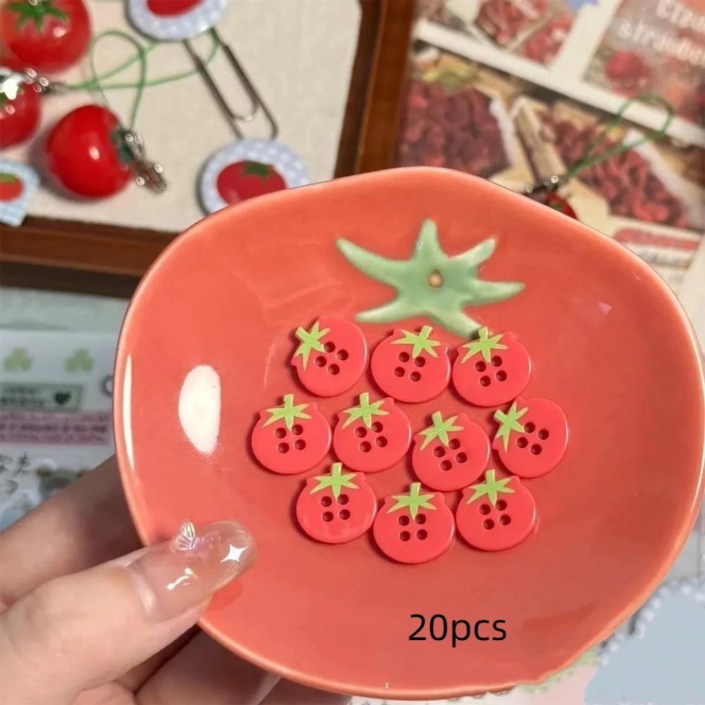 20pcs 13.4mm Cute Plastic Tomato Snowflake Buttons DIY 4-Holes Decor Button Clothing Sewing Accessories Girl Kids Scrapbooking