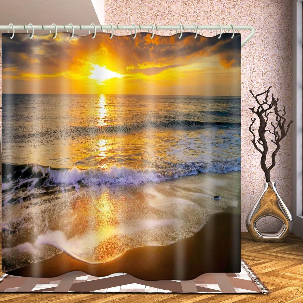 Łazienkowe Kolorowe Dekoracyjne Zasłony Prysznicowe z Motywem Leśnego Snu 3D, Tkaninowa Zasłona Prysznicowa z 12 Haczykami, Zasłony Prysznicowe do Wanny