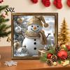 Zesílený 2D Dřevěný Umělecký Vánoční Dekorativní Obraz, 7,9" Retro Rámeček na Fotografie Závěsný na Zeď Dárek pro Rodinu Ozdoba Santa Claus/Sněhulák/Skřítek/Sob