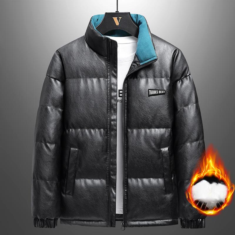 Winter Verdickte, warme, mit Baumwolle gefütterte Kleidung Version von PU-Leder Brotkleidung Einfache, mit Baumwolle gefütterte Kleidung Vielseitige, mit Baumwolle gefütterte Jacken