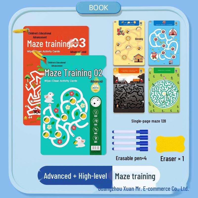 Free Shipping: Children's Maze Training Book - Fun Educational Game for Developing Thinking and Attention Skills In Elementary Students