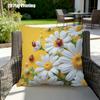 2D Effect Daisy Ladybug Pillow Cover Yellow Floral Print Soft Cozy For Sofa Bed Living Room Spring Garden Decor Gifts