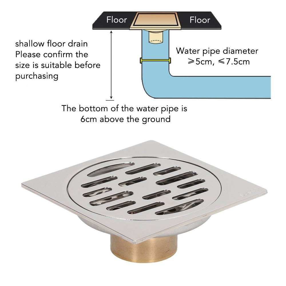 Copper Core Square Floor Drain 4 Inch Odor Proof Drain Floor Drain  Shallow Water Drainage