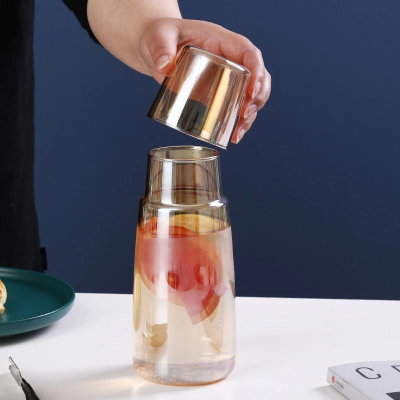750/850ml Clear Bedside Water Carafe Set with Tumbler Glass for Bedroom Nightstand, Night Water Carafe with Glass, with Cup Set