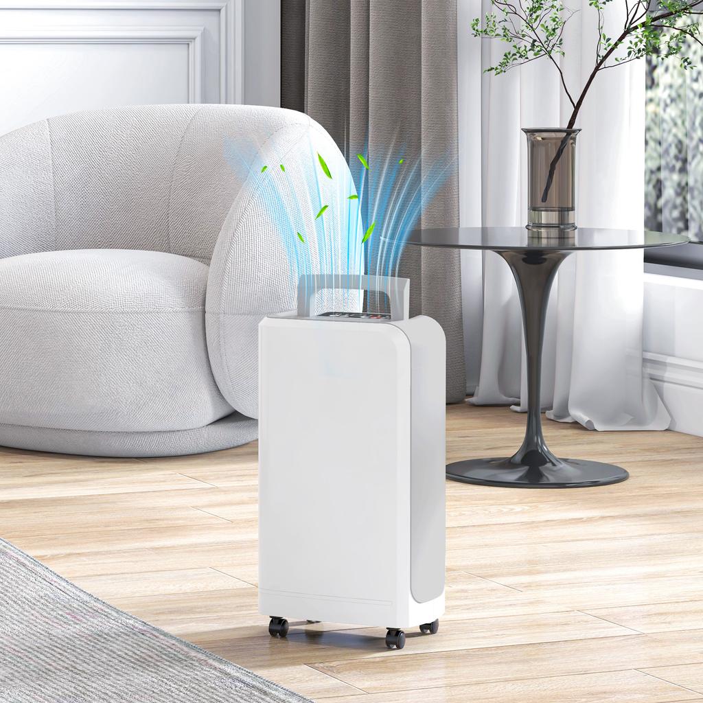 12L Portable Touch Dehumidifier with Drain Hose, Timer and Filter, In ABS, 28x18x50.6 Cm, White