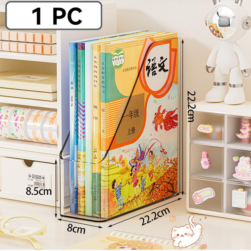 

Прозрачная настольная стойка для хранения файлов, подставка для книг, органайзер для стола, офис, дом, подставка для книг, простая вертикальная коробка для хранения для студента