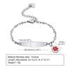 Bracciale ID di Allerta Medica Smaltato Personalizzato Acciaio Inossidabile Maglia Rolo Braccialetto Sottile per Donne Regolabile 7.6"