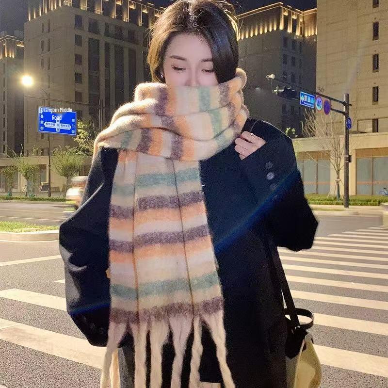 Women's European and American Style Long Fringe Mohair Scarf - Warm Autumn/Winter Shawl & Neck Warmer