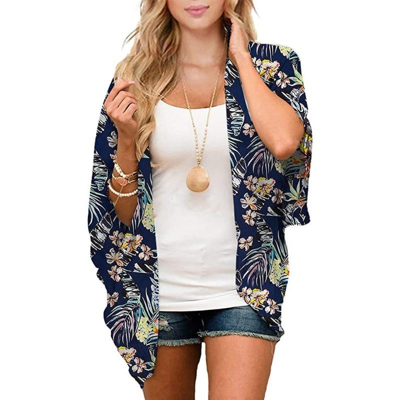 YYFS Blusas y Camisas de Moda Casual de Verano Primavera para Mujer con Estampado de Patrón Floral y Mangas 3/4