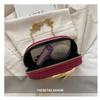 Retro Metallgriff Runde Kunstleder Clutch Tasche Vintage Kette Umhängetasche für Damen