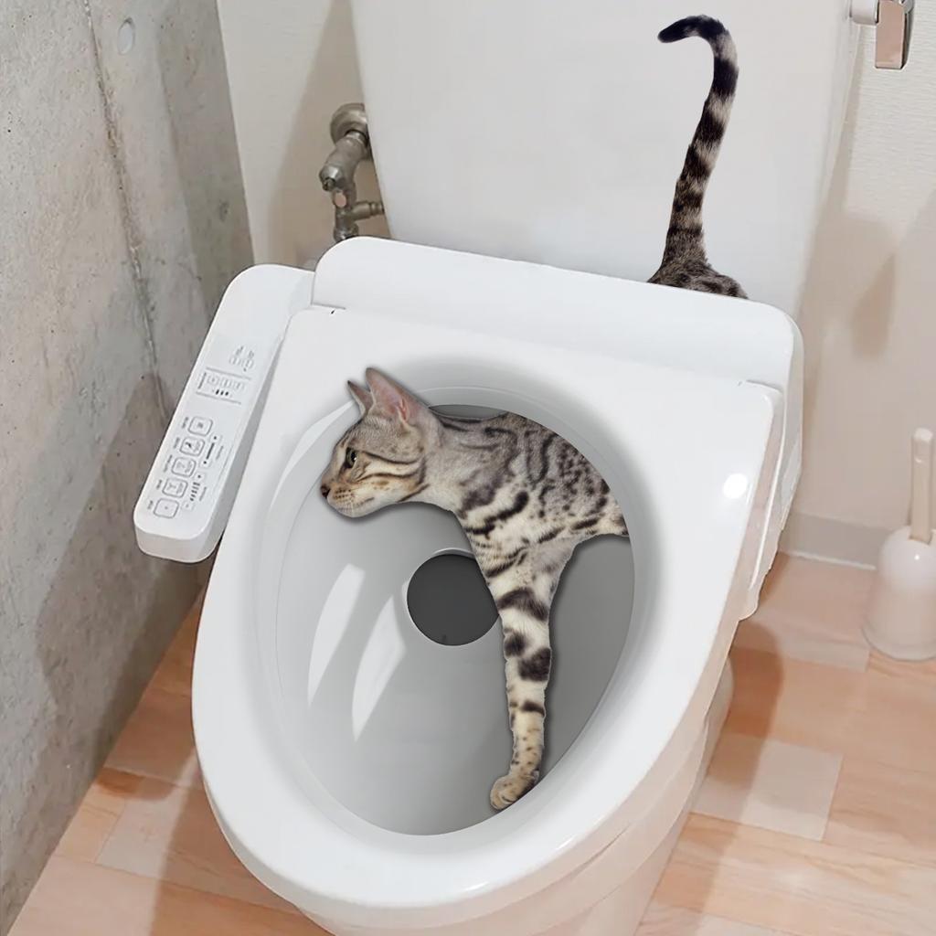 Cartoon Cat Toilet Sticker Bathroom and Bathroom Beautification Decoration Toilet Lid Waterproof 3D Self-Adhesive Sticker
