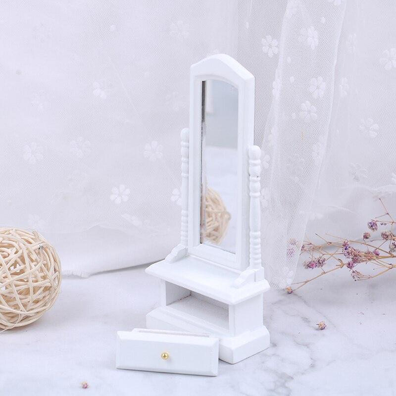 1:12 Mini Doll House Full-Length Dressing Mirror Model with Drawer Accessory Room Furniture Toy