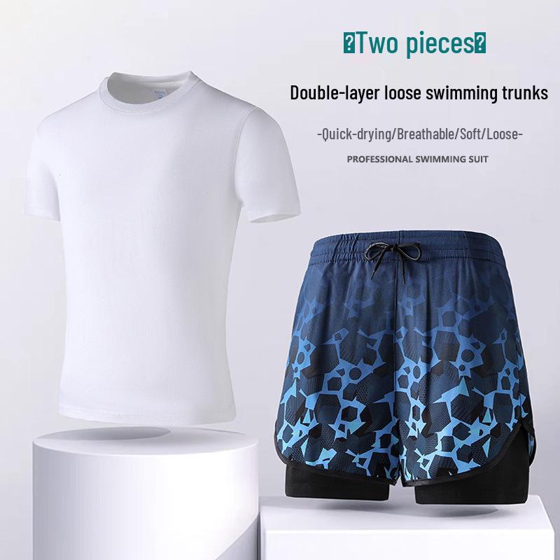 

Мужские плавки-шорты большого размера из двух частей Ice Degree - Пляжные и для профессионального плавания, одежда против смущения 5XL