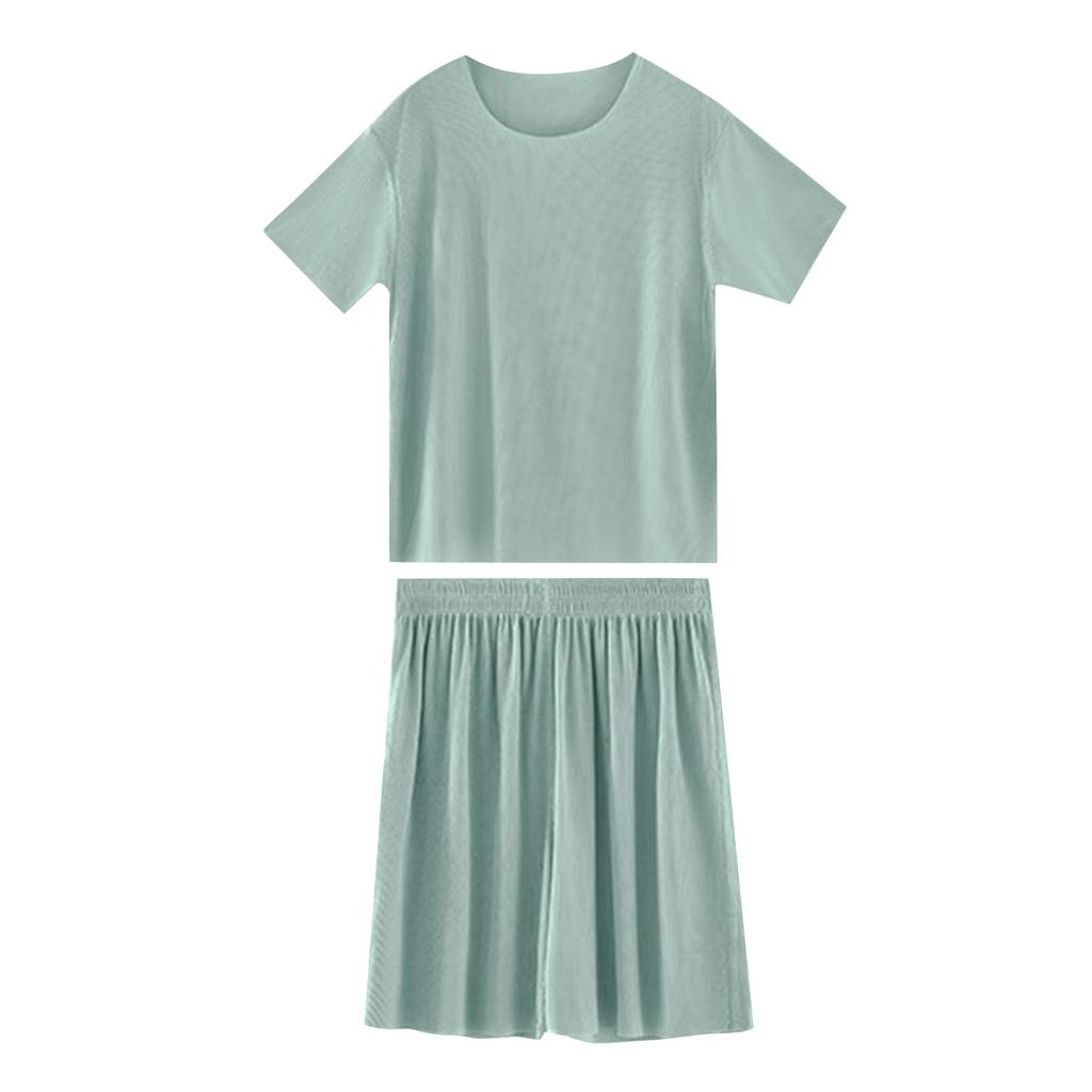 Children's Summer Loose Casual Round Neck Shirt Short Sleeve Shorts Pajamas Set