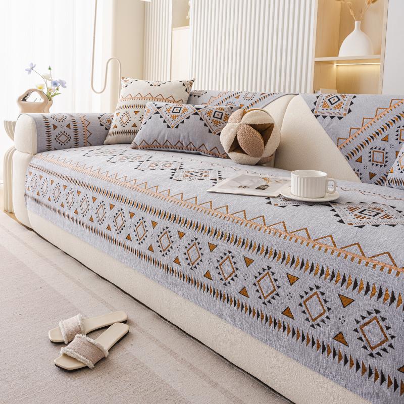 

1 шт. подушка для дивана в богемном стиле, противоскользящий чехол для дивана, защитный чехол для мебели, чехол для дивана для украшения дома 70*70cm серый