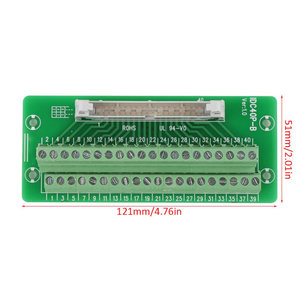 IDC40P 40Pin Male Header Breakout Board Terminal Block Connector PLC Interface with Bracket
