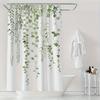 Small Leaf Shower Curtain Polyester -   With Hooks Waterproof Mildew Proof Easy Install Washable