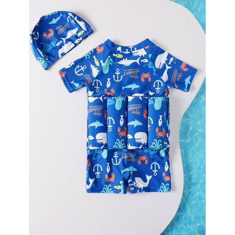 2024 Children's Buoyancy Swimsuit Boys and Girls One-piece Quick-drying Swimming Vest Quick-drying Inflatable Buoyancy Swimsuit