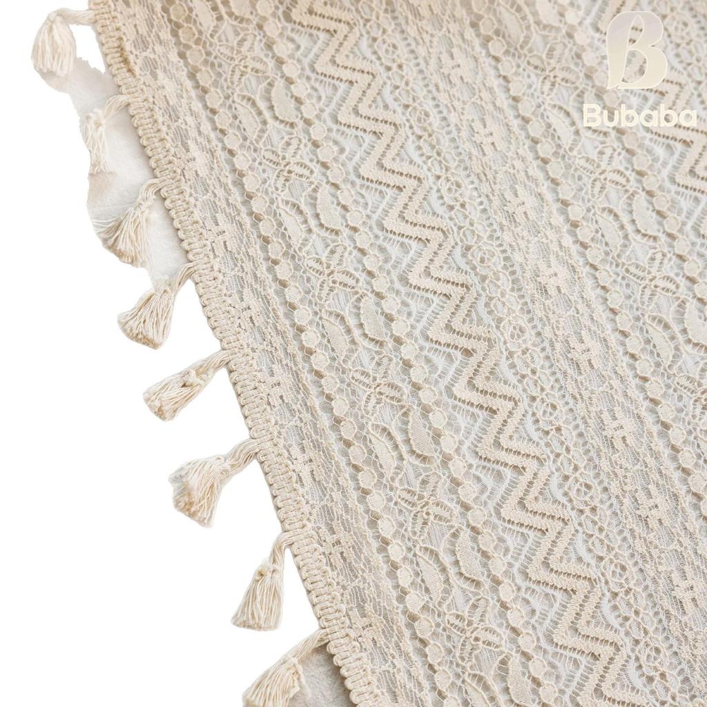 Bu Baba American Hollow Tassel Gauze Curtain for Bedroom Bay Window or Door, Finished Short Curtain.