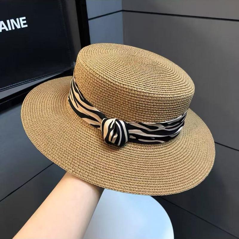 Produced straw hat women's flat top seaside beach top hat sunscreen hat travel photo women's summer sun hat