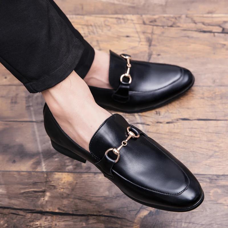 Men's Casual Shoes Genuine Leather Mens Classic Retro Buckle Loafers Moccasins Men Comfortable Outdoor Driving Flats