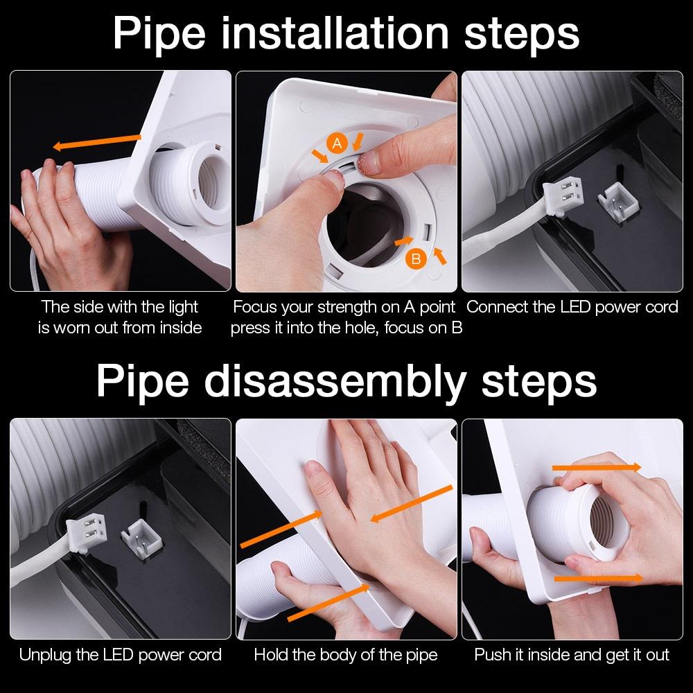 Foreverlily 60W Double Use Nail Dust Collector Retractable Elbow Design Nail Dust Extractor Fan Nail Vacuum Cleaner With Tube