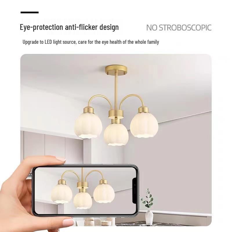 Nordic Minimalist Chandelier: Warm Cream Dining & Bedroom Light