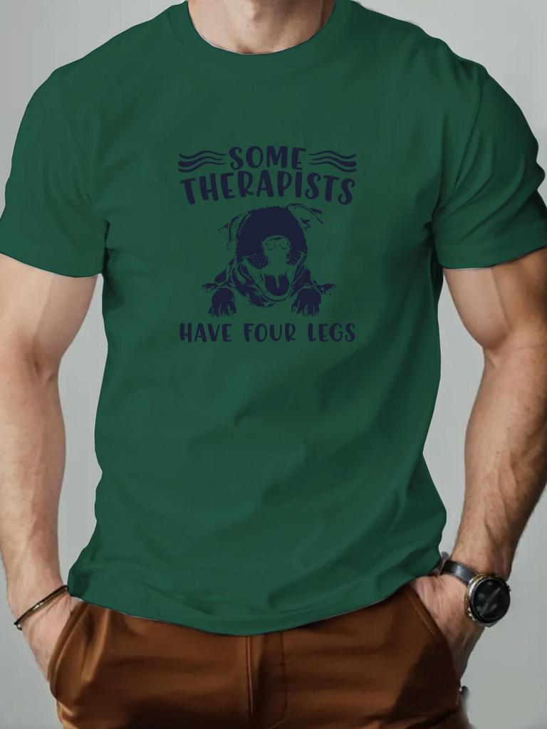 Mens cotton Tshirt SOME THERAPISTS HAVE FOUR LEGS summer round neck short sleeve graphic breathable fashion casual Tshirt