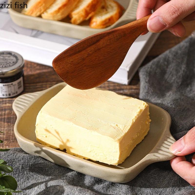 Kitchen Specific Butter Box Ceramic Butter Plate with Lid Bread Plate Dining Plates Dessert Bowl Cheese Dish Fruit Plates Tray