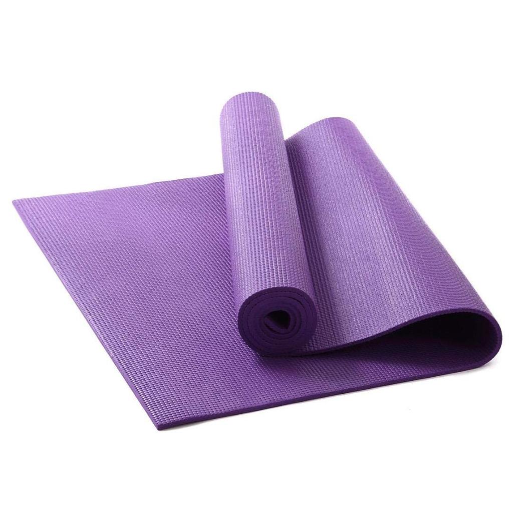 LLB SPORTS Yoga 173cm Long x 61cm Wide x 6mm with Shoulder Strap and 152mm Mat, Purple, Thick, Non-Slip Surface,
