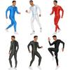 Mens Shiny Slim Bodysuit Long Sleeve Front Zipper Flat Seams Design Compression Rompers Fitness Wear
