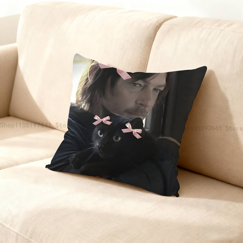Norman Reedus W-Walking D-Dead American Celebrity Merchandise All-Match Printed Pillow Case Sofa Car Room Decoration Protector