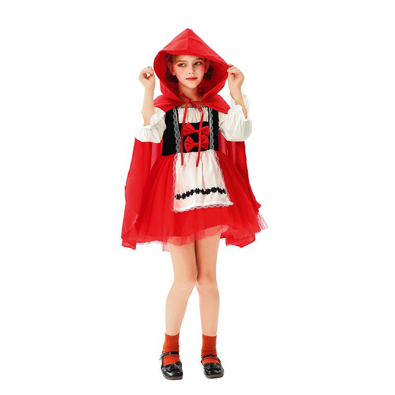 Halloween children's costume Christmas costume Little Red Riding Hood shawl cape pastoral farm style girl cos show costume