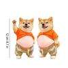 3D Shiba Inu Dog Belly Sticker - Cute Puppy Wearing Orange Outfit with Soft Pink Background, Silicone Self-adhesive