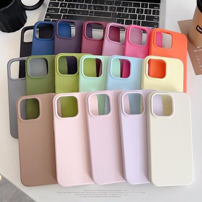 True Liquid Silicone IPhone 16 Phone Case 14promax Korean 12 Premium 13 Solid Color 11