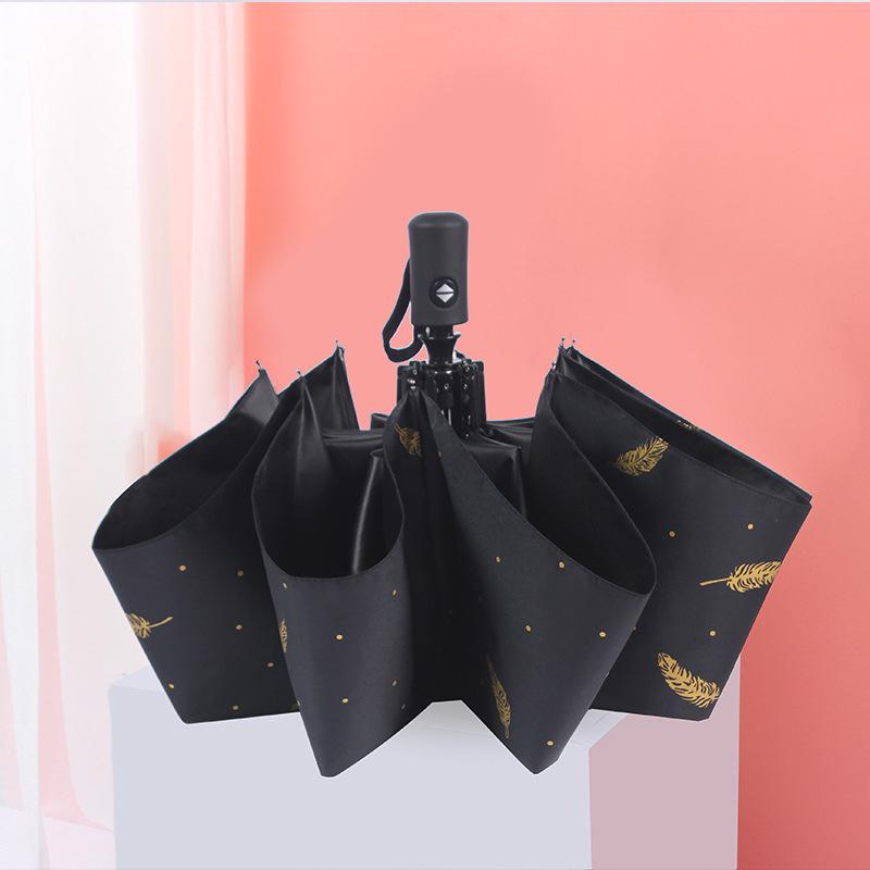 Damen Automatischer Dreifach-Federschirm: Leichtgewichtiger, kreativer Sonnenschutz & Regenschutz