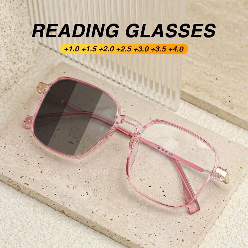 4PCS Exquisite Large Frame Women's Pochromic Reading Glasses Comfortable and Simple Indoor Fashionable Reading Glasses