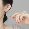 2026 Inlaid Zircon Square Bag Earrings Women's Fashion Versatile Red and Sapphire Square Earrings