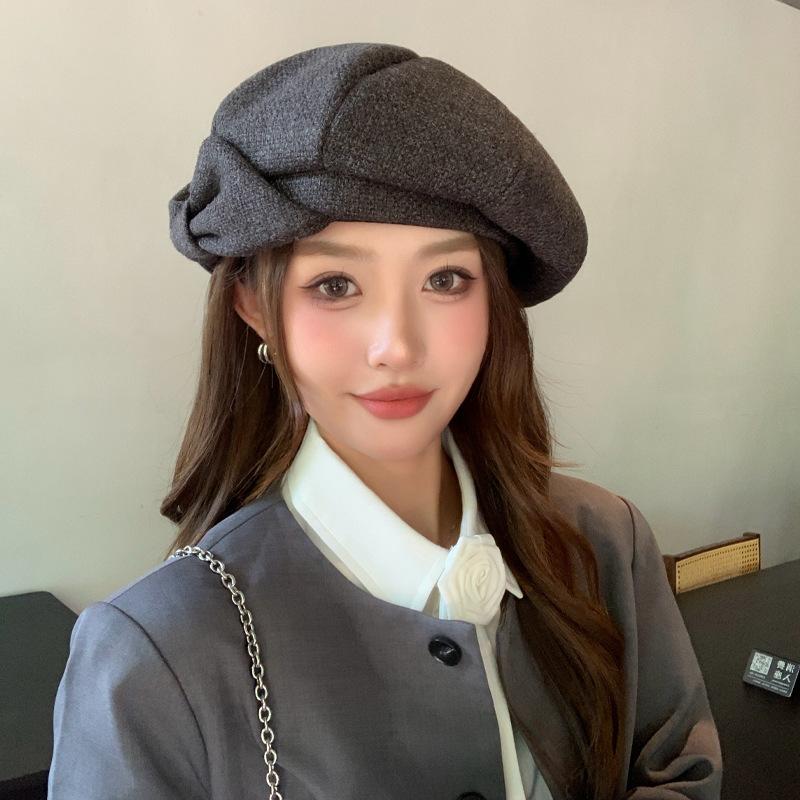 Korean Version of Autumn and Winter New Hat for Women with Bows and Niche Crowd Beret Temperament Showing Face Showing Little Painter Hat Trend
