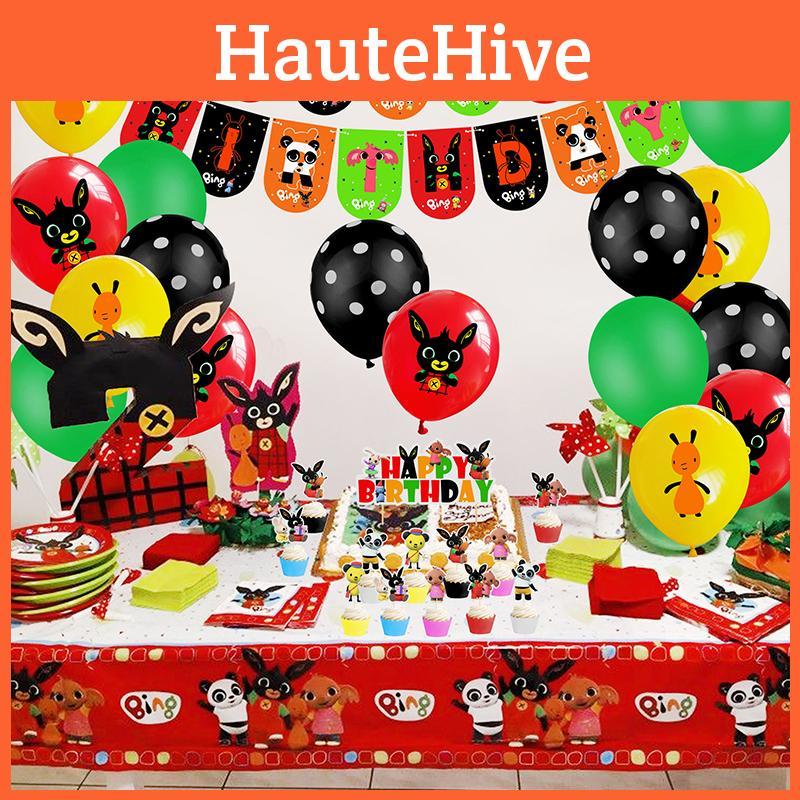 Delightful Bing Bunny Birthday Party Supplies Offering Joyful Balloon Banner And Whimsical Cupcake Topper