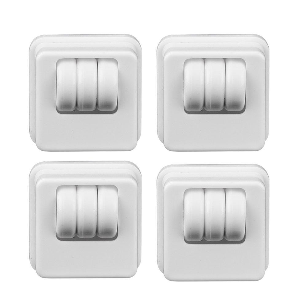 4Pcs Portable Self Adhesive Universal Wheel Mute With Brake Self Adhesive Pulley Mini Pulley Base Furniture Move Accessories