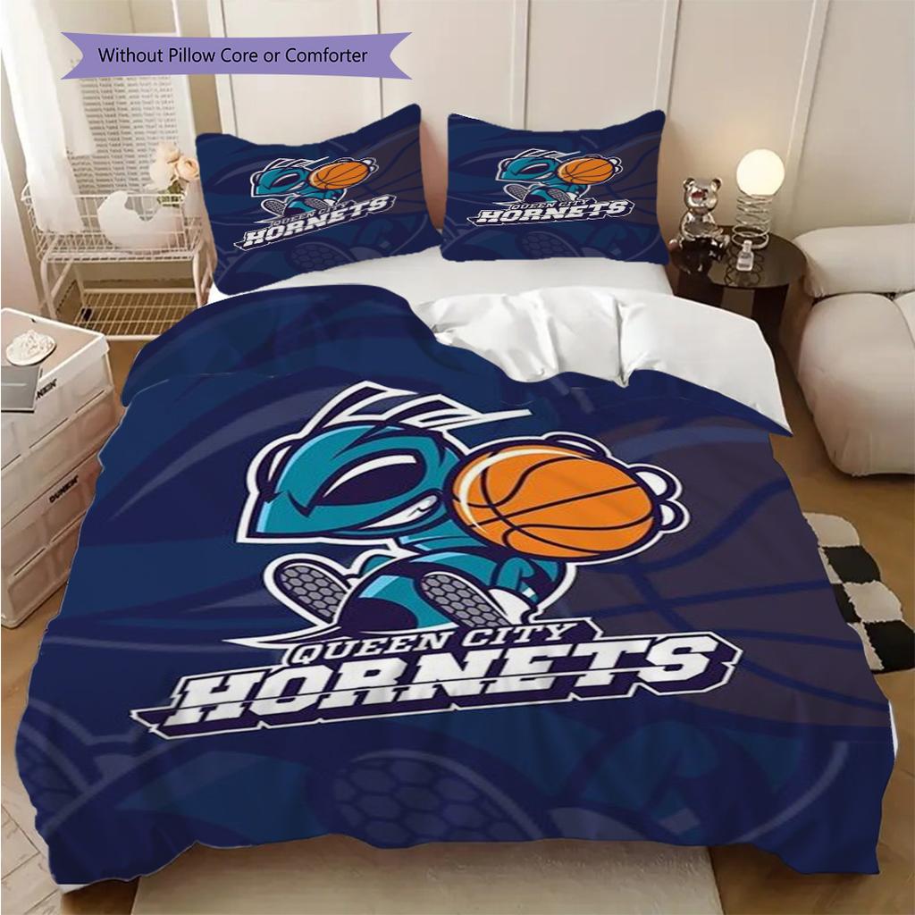 Queen City Hornets Dynamic Basketball Spirit Bedding(1 * duvet cover + 2 * pillowcase, without core)Bedding set Duvet cover and pillowcase
