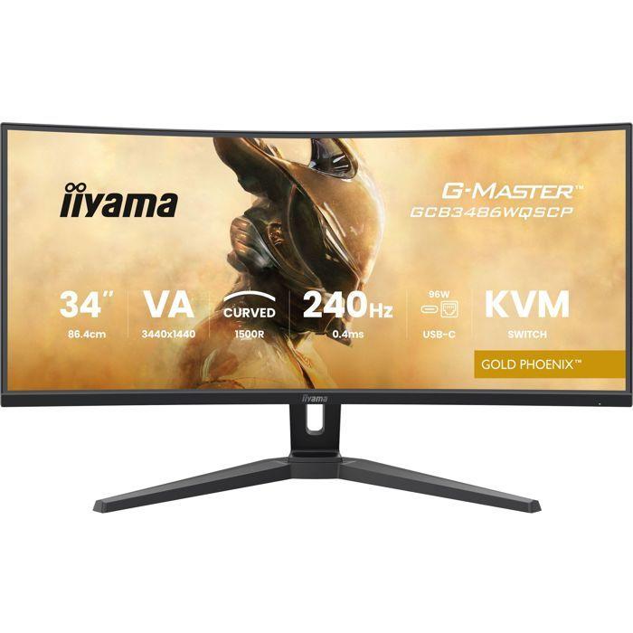 Ecran PC Gamer incurvé - IIYAMA - 34 - WQHD - 240Hz - Dalle VA - 0.4ms - Réglable en hauteur - G-Master GCB3486WQSCP-B1