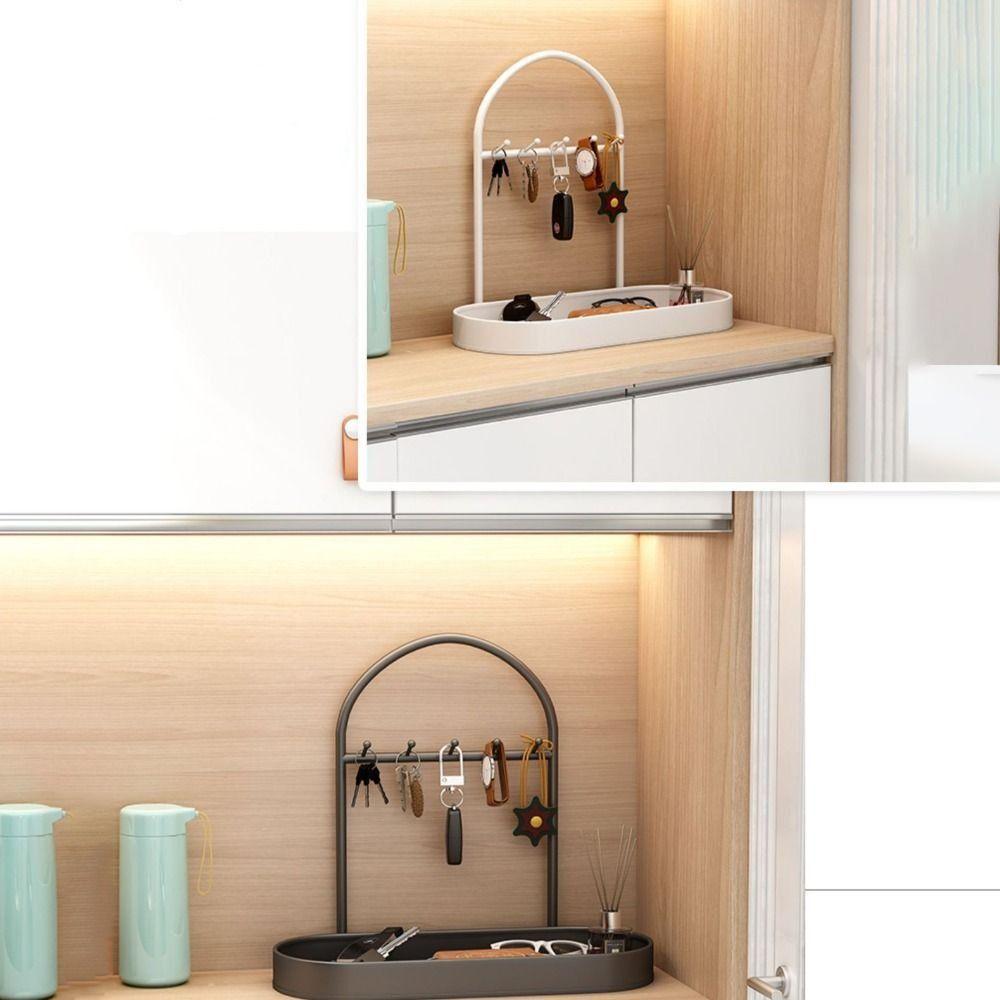 with Hooks Desktop Tray Iron Jewelry Display Plate Multi-Function Bathroom Shelf  Earrings Pendants