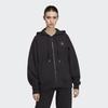 adidas Solid Logo Print Hoodie Women Tops Black HR2200