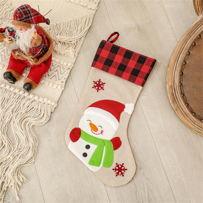 New Year Christmas Stocking Snowman Santa Elk Xmas Tree Fireplace Ornaments Gift Candy Bag Home Navidad Sock Christmas Decor