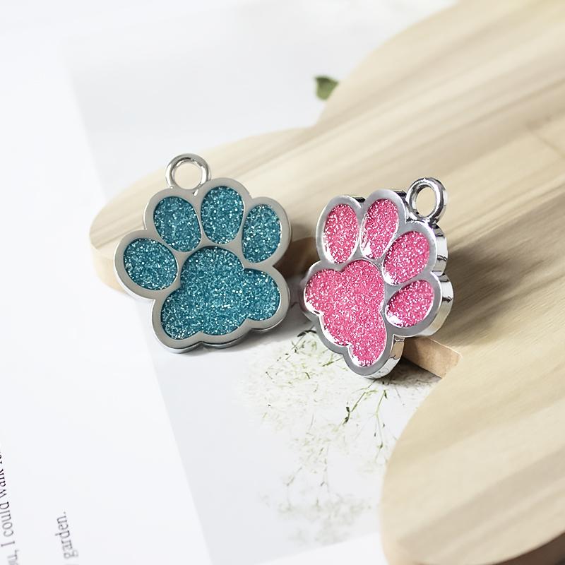 30pcs/lot 40mm Big Paw Print Pendant Charms For Jewelry Making Glitter Hang Charm DIY Keychain Pet Collar Accessories