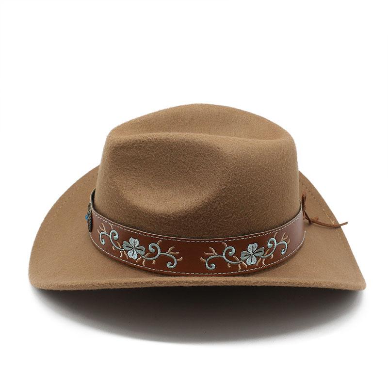 JYL TS DIY  Felt Hat Unisex Ethnic Western  Cowboy Jazz Hat
