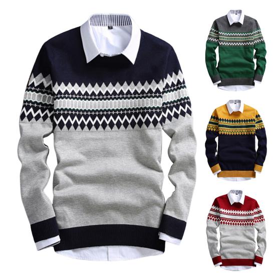 Herbst Winter Herren Pullover Slim Fit Rundhals Langarm Guter Griff Strickware Kältefest Feinstrickpullover für den täglichen Gebrauch